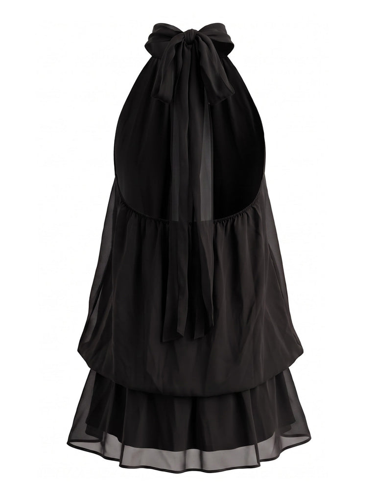 60er Kleid mit Stehkragen und Neckholder