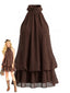 60er Neckholder-Kleid mit Stehkragen und Ballonsaum