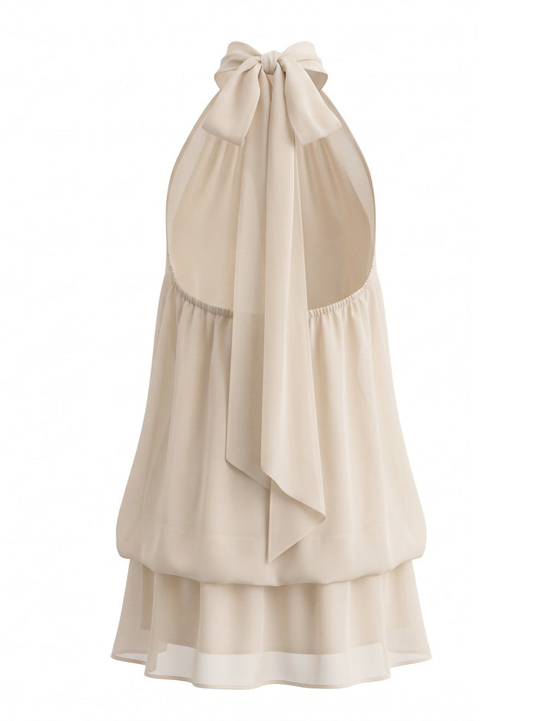 60er Kleid mit Stehkragen und Neckholder