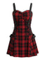 Rotes & Schwarzes 50er Halloween Kleid mit Karo und Schnürung