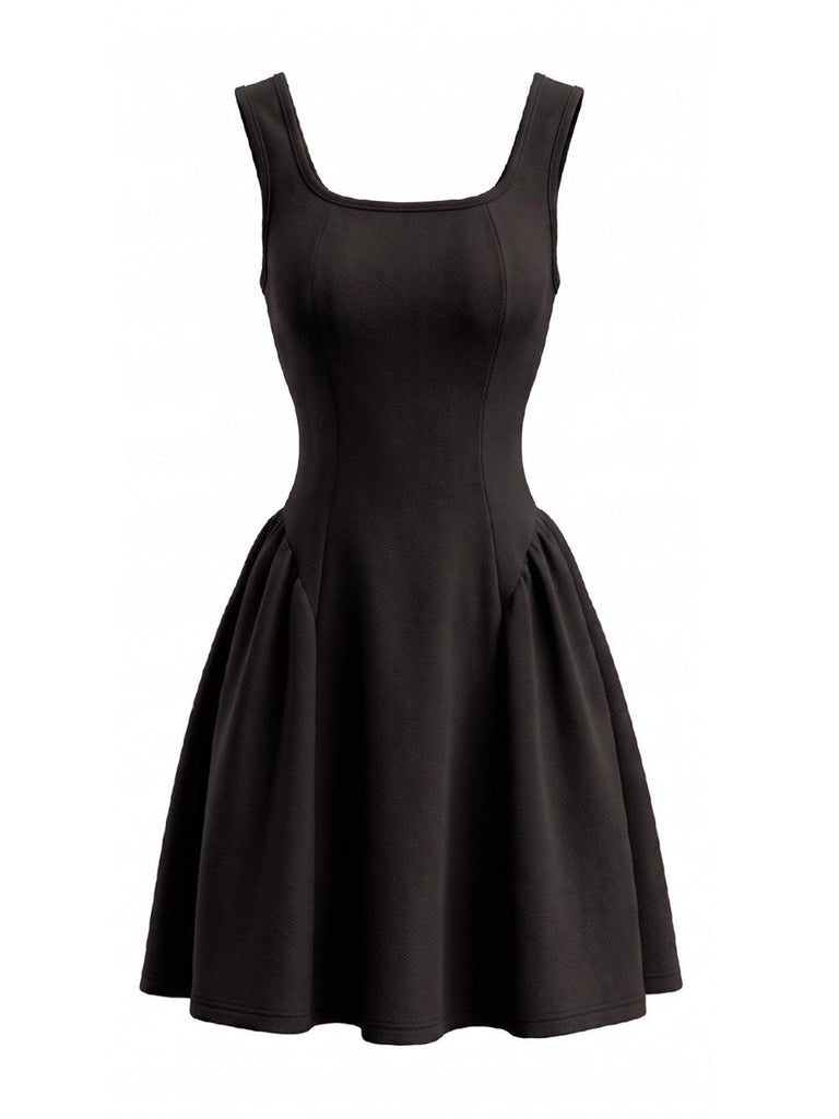 Rotes 50er A-Linien-Minikleid mit eckigem Ausschnitt