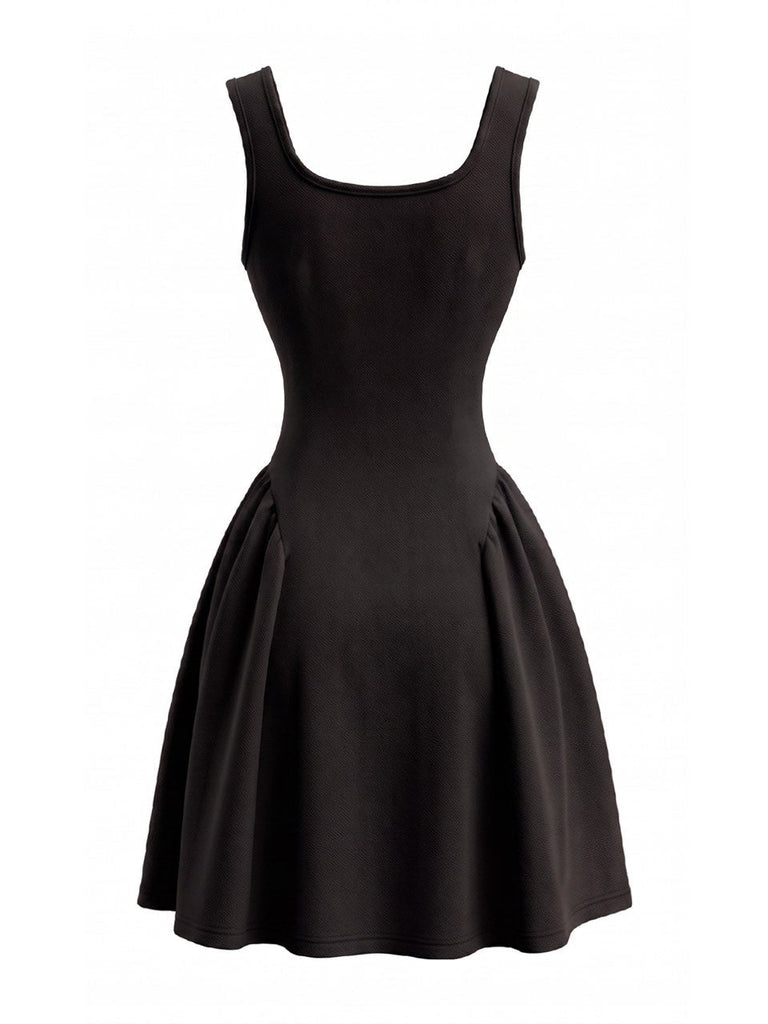 Rotes 50er A-Linien-Minikleid mit eckigem Ausschnitt