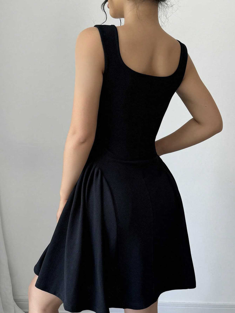 Rotes 50er A-Linien-Minikleid mit eckigem Ausschnitt