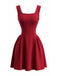 Rotes 50er A-Linien-Minikleid mit eckigem Ausschnitt