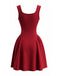Rotes 50er A-Linien-Minikleid mit eckigem Ausschnitt