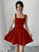 Rotes 50er A-Linien-Minikleid mit eckigem Ausschnitt