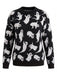 Oranger 40er Halloween-Strickpullover mit Geister-Print