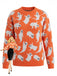 Oranger 40er Halloween-Strickpullover mit Geister-Print