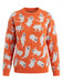 Oranger 40er Halloween-Strickpullover mit Geister-Print