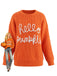 Orange 40er Strickpullover mit Buchstaben-Print und Rundhals