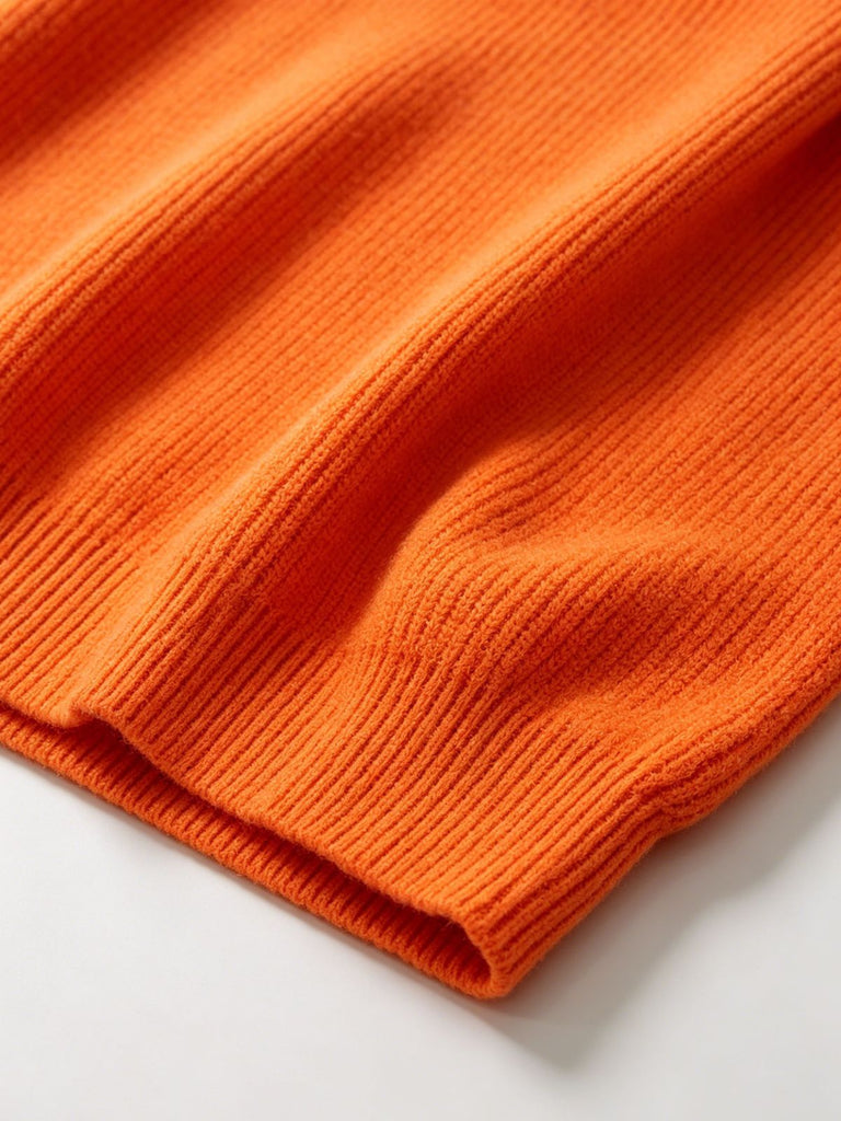 Orange 40er Strickpullover mit Buchstaben-Print und Rundhals