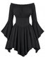 40er schulterfreies Kleid mit Fledermausärmeln und betonter Taille