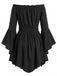 40er schulterfreies Smockkleid mit Raffung und Fledermaus