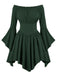 40er schulterfreies Smockkleid mit Raffung und Fledermaus