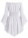 40er schulterfreies Smockkleid mit Raffung und Fledermaus