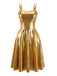 70er Metallic-Kleid mit Holografie und Doppelträgern