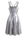 70er Metallic-Kleid mit Holografie und Doppelträgern