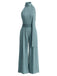 Blauer 30er Jumpsuit mit Neckholder und offenem Rücken