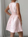 Rosa 60er Ärmelloses Jacquard-Kleid mit Schleife und A-Linie