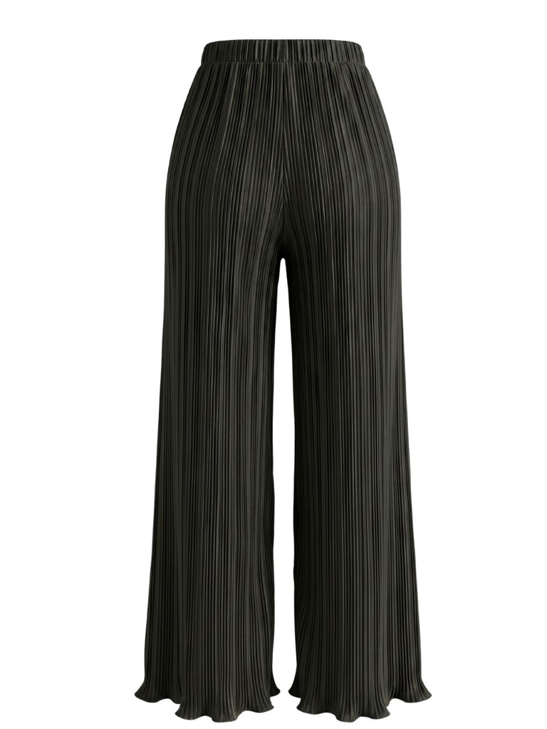 40er Hose mit hoher Taille und weitem Bein