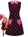 Schwarz-rosa 60er Kleid mit Karos und Peter-Pan-Kragen
