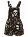 70er Overall-Romper mit Totenkopf- und Daisy-Print
