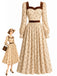30er Herzausschnitt-Kleid mit Samtbesatz und Blumen