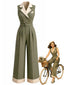 [Vorverkauf] 30er ärmelloser Jumpsuit mit Revers und weitem Bein
