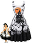 [Vorverkauf] 50er Halloweenkleid mit Spukhaus-Fledermausprint