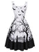 50er Halloweenkleid mit Spukhaus-Fledermausprint
