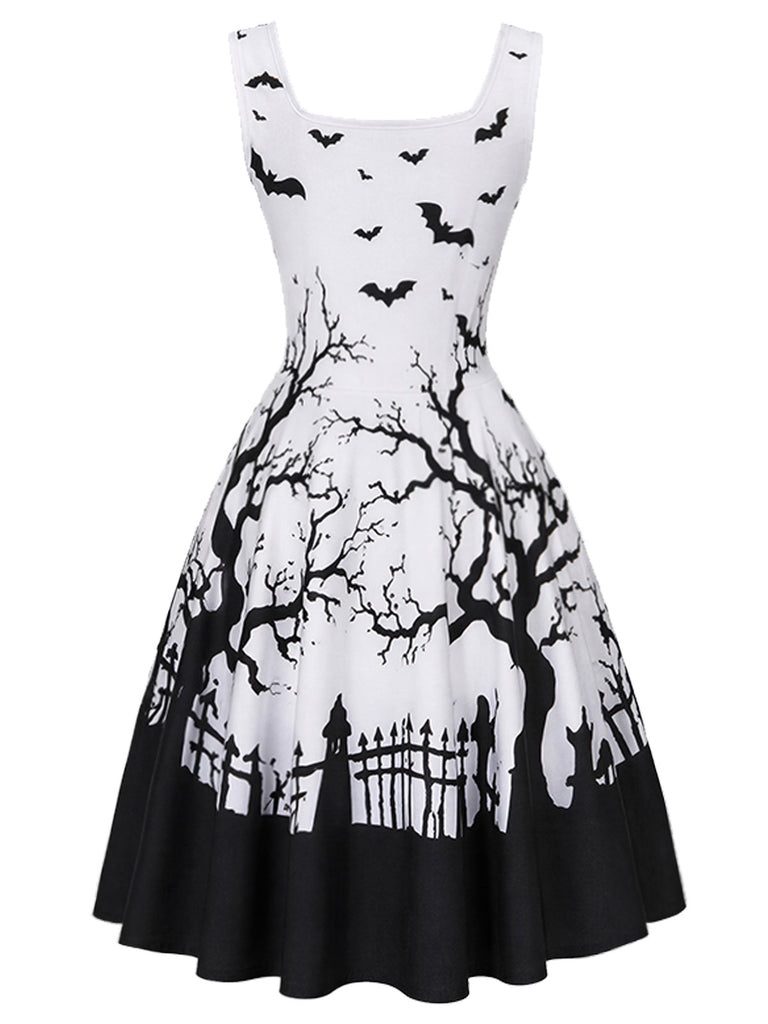 [Vorverkauf] 50er Halloweenkleid mit Spukhaus-Fledermausprint