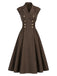 Braunes 40er Kleid mit Reverskragen und Gürtel