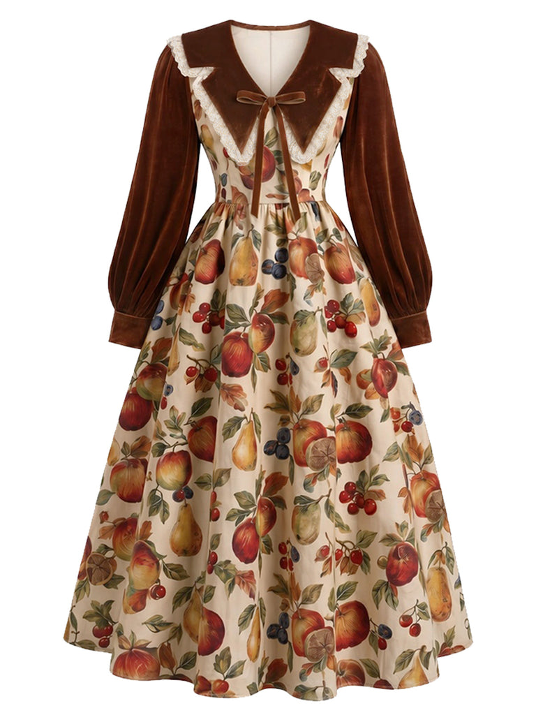 50er Swingkleid mit Früchte-Print und Chelsea-Kragen