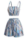 70er Geometrie-Set mit Cardigan, Crop-Top und Shorts