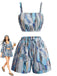 70er Geometrie-Set mit Crop-Top und Shorts