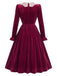 50er Samt-Midikleid mit Spitzenkragen und Rüschenärmeln