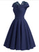 50er Kleid mit Spitzen-Patchwork und Carmen-Ausschnitt