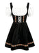 50er Oktoberfest-Dirndl-Set mit Blumen und Puffärmeln