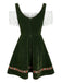50er Oktoberfest-Dirndl-Set mit Blumen und Puffärmeln