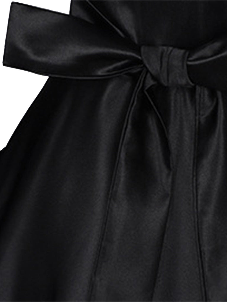 Schwarzes 70er Hexenkleid mit Kapuze und Mittelalter-Look