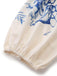 50er Set aus Langarmtop & Shorts mit Porzellan-Blumenprint