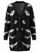Orangefarbener 70er Halloween Cardigan mit Fledermaus und Mond