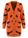 Orangefarbener 70er Halloween Cardigan mit Fledermaus und Mond