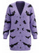 Orangefarbener 70er Halloween Cardigan mit Fledermaus und Mond