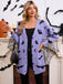 Orangefarbener 70er Halloween Cardigan mit Fledermaus und Mond