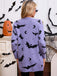 Orangefarbener 70er Halloween Cardigan mit Fledermaus und Mond
