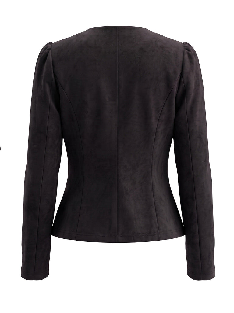 80er Blazer mit Wildleder-Optik und Doppelreiher