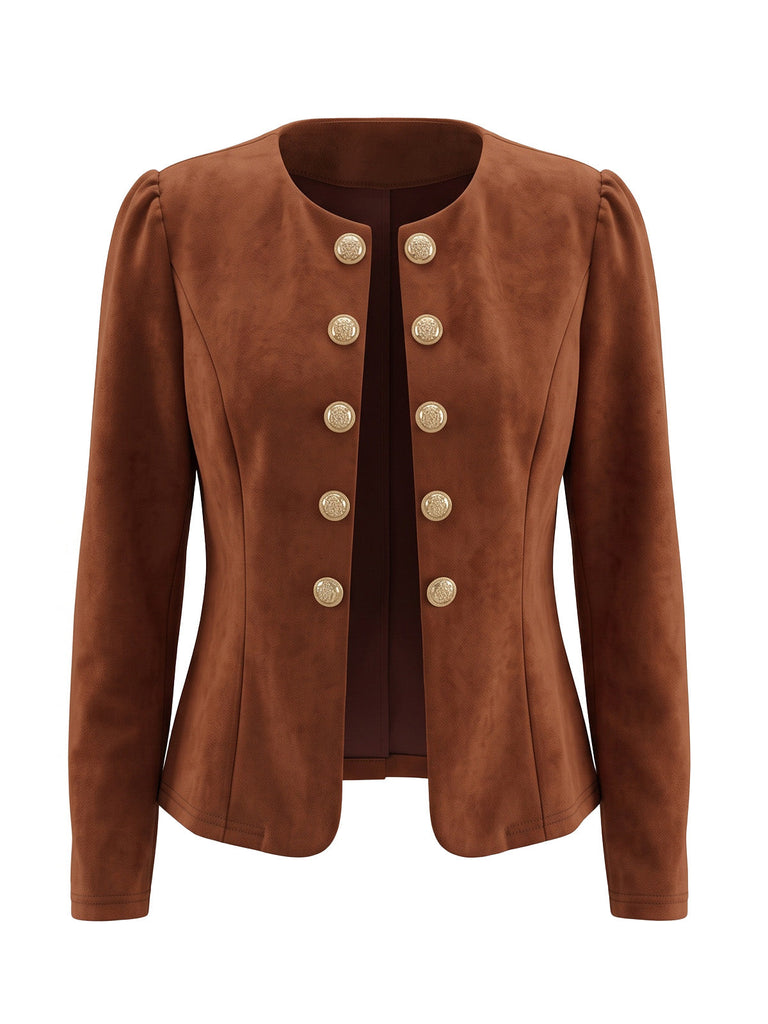 80er Blazer mit Wildleder-Optik und Doppelreiher