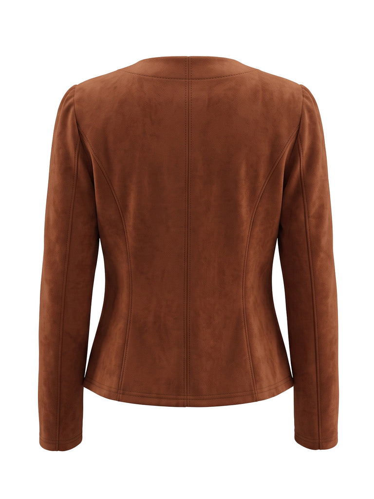 80er Blazer mit Wildleder-Optik und Doppelreiher