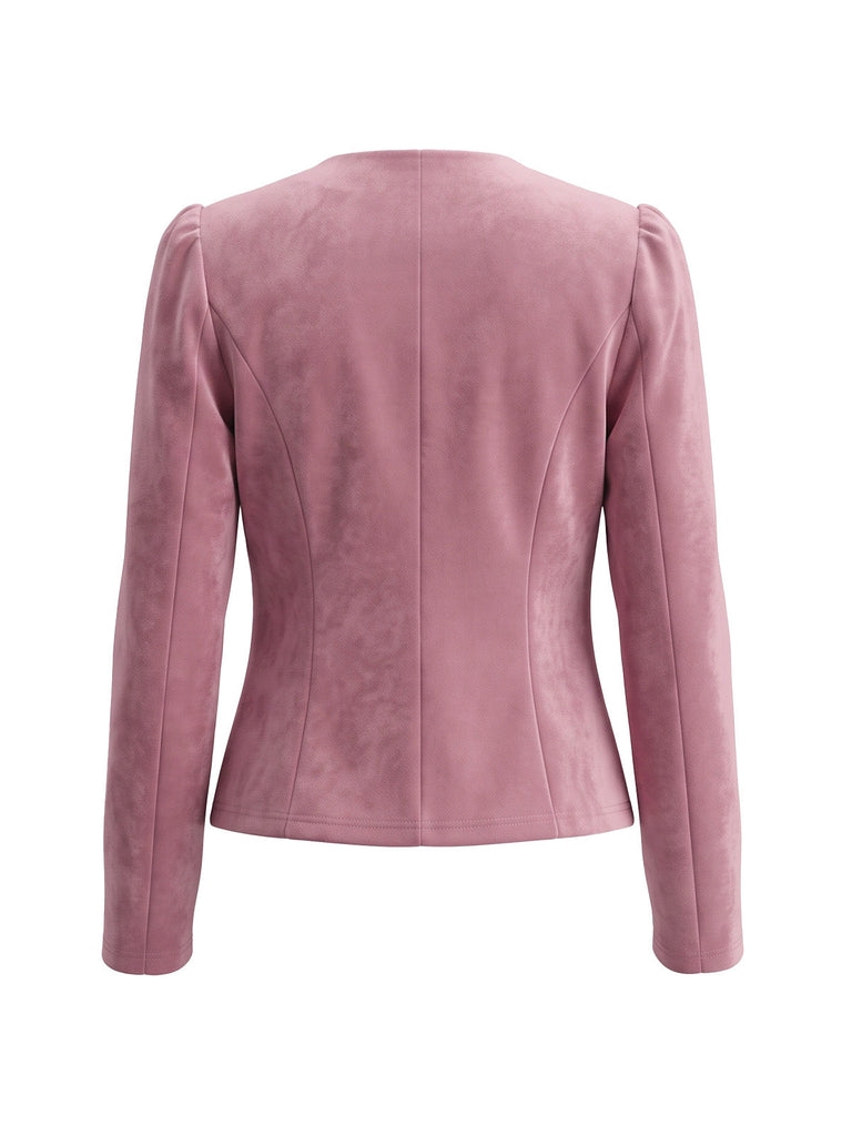 80er Blazer mit Wildleder-Optik und Doppelreiher